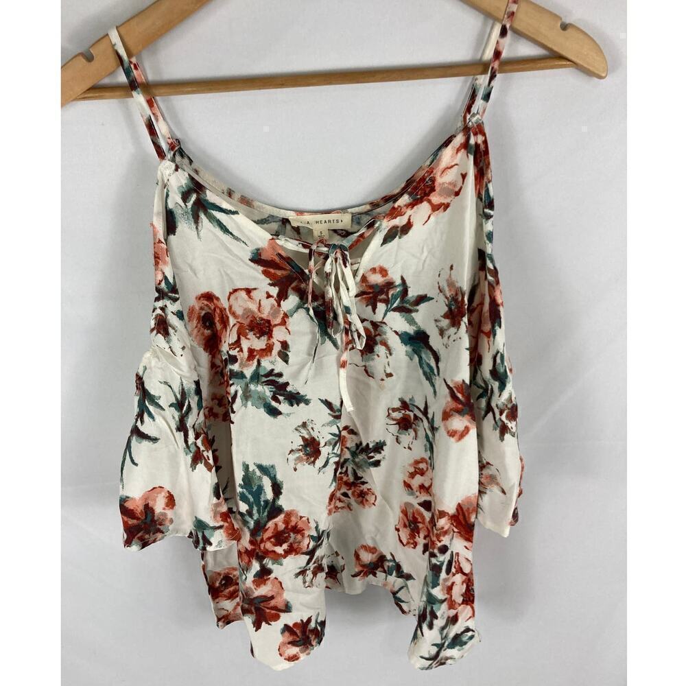 LA Hearts Floral Cold Shoulder Blouse Size Small